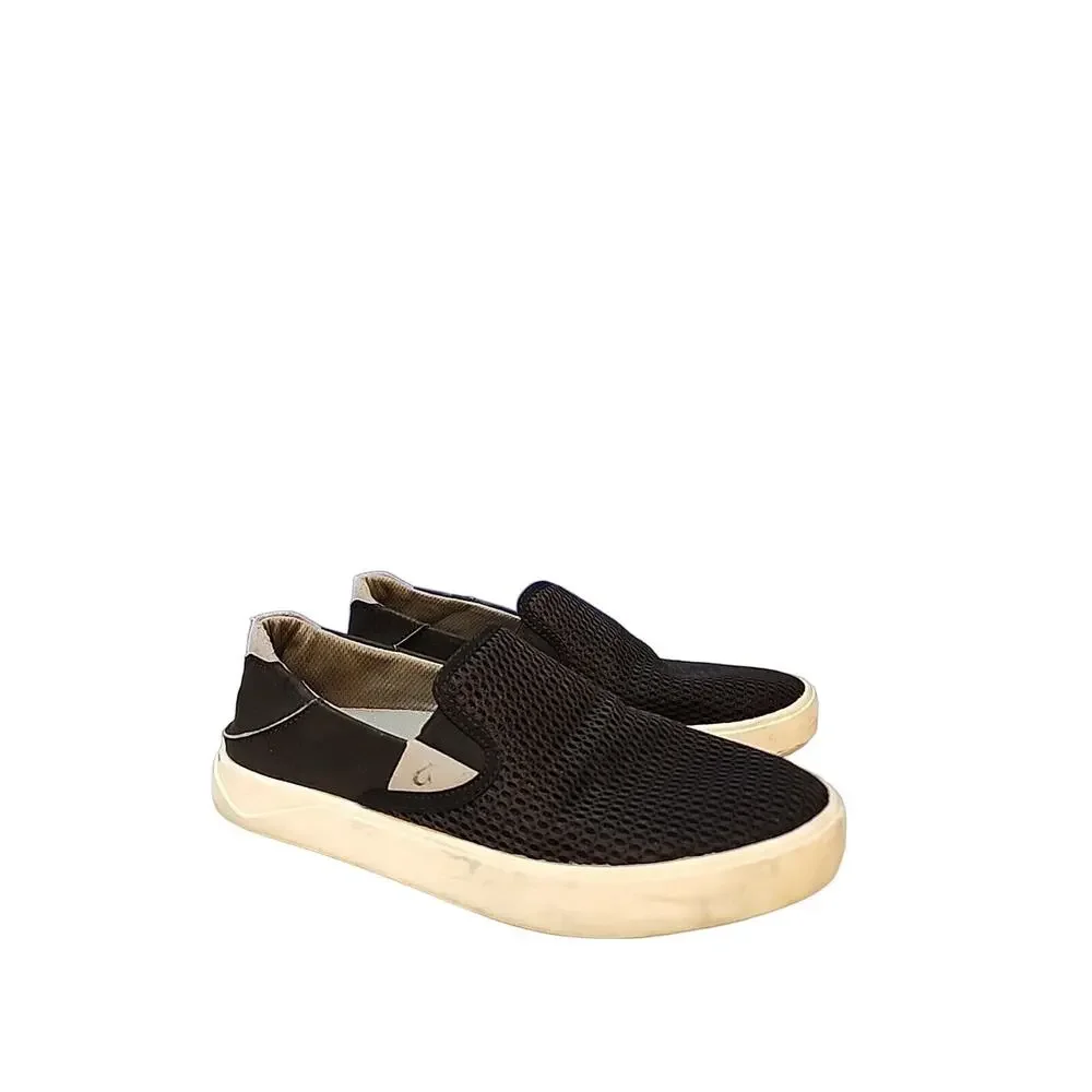 Olukai Mens Lae‘ahi Sneaker Shoes Black Mesh Slip-On Drop In Heel Size 7 40